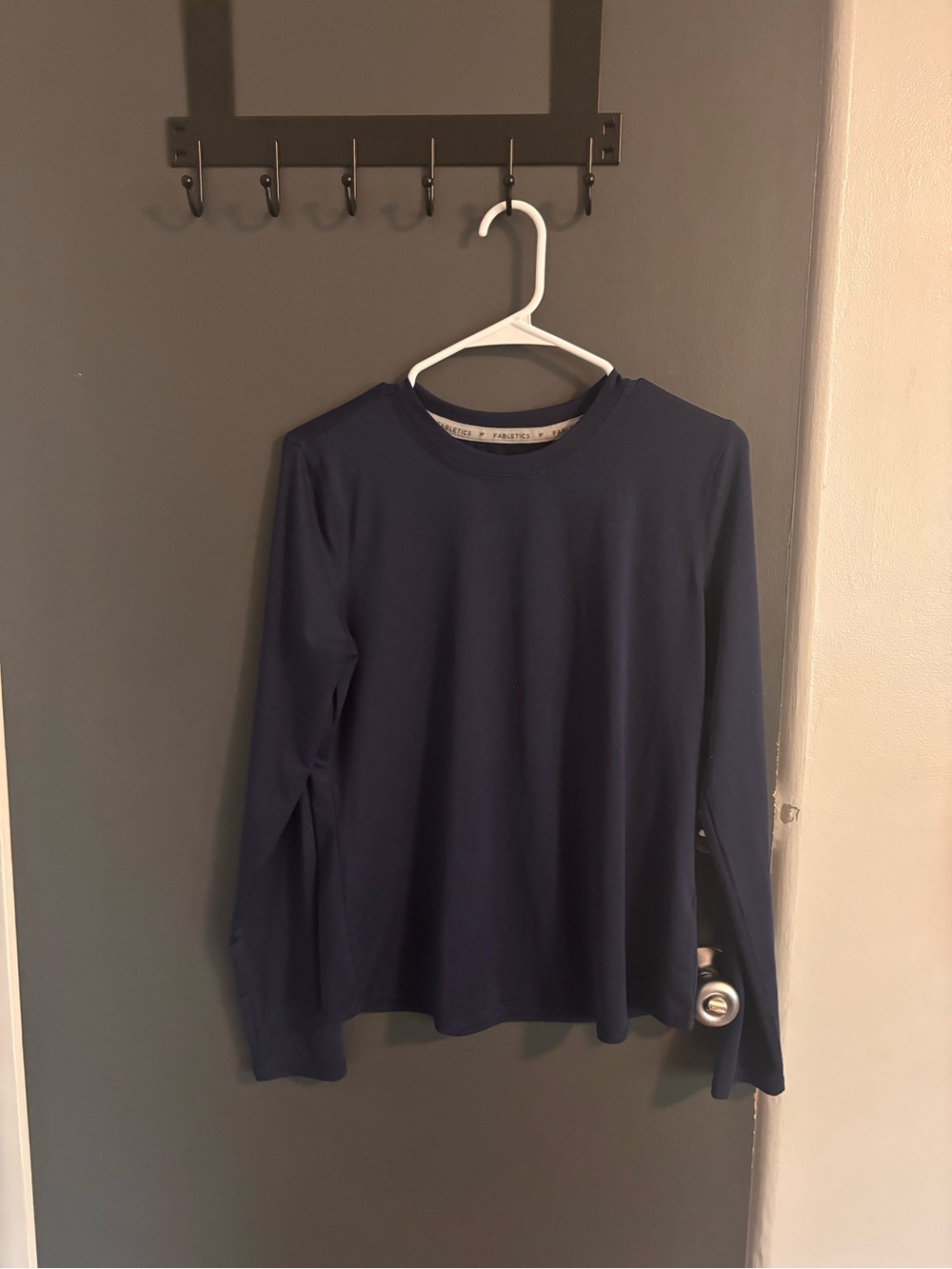 Fabletics Navy Performance Crew Neck Top Long Sleeve Shirt